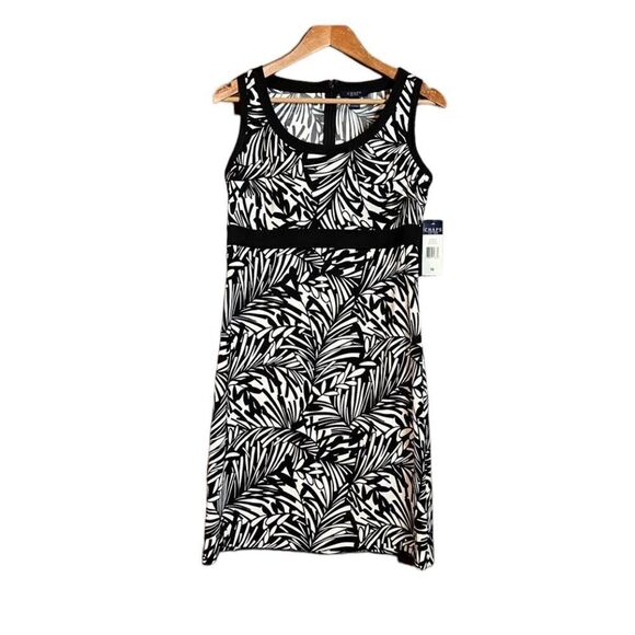 NWT! Chap black and white patterned sleeveless dress - Picture 1 of 10